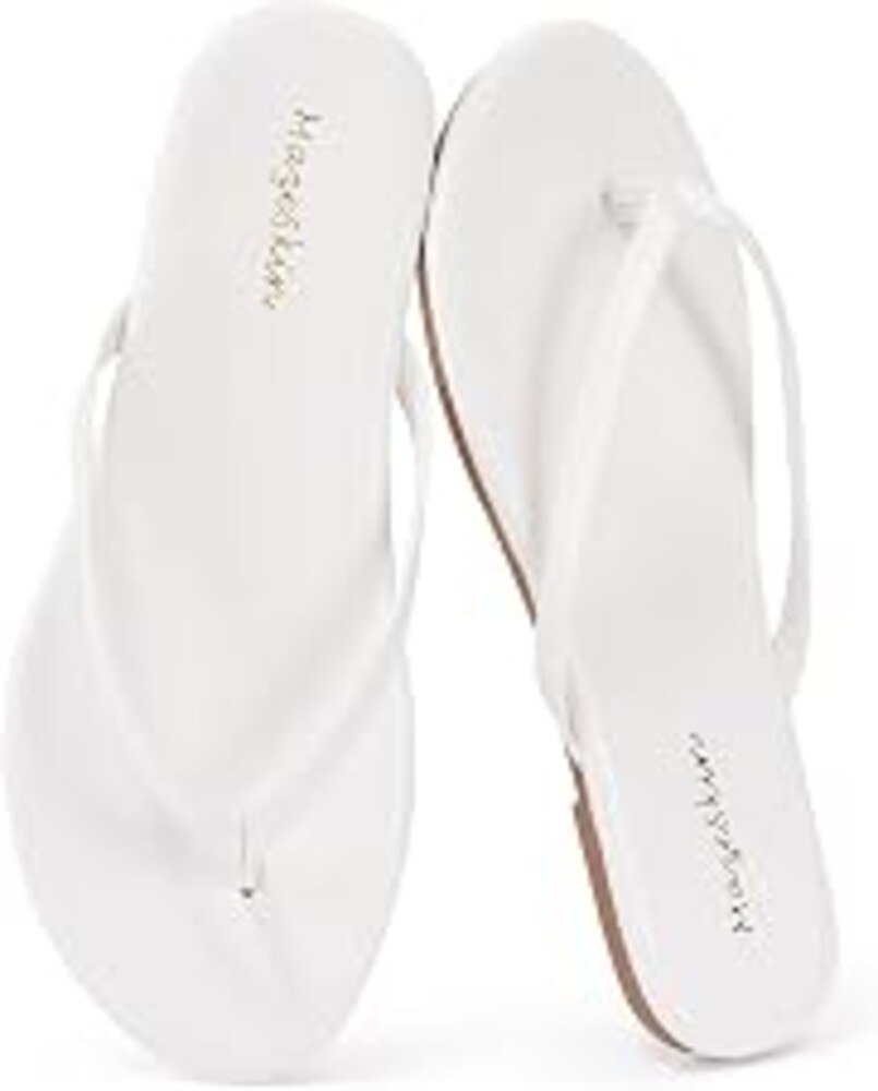 mazeskin Womens Memory Foam Flip Flops Flat Thong Sandals | Soft Vegan Leather Comfortable Cushioned Casual Dressy Beach Summer Minimalist Slim Slide Shoes Indoor Outdoor