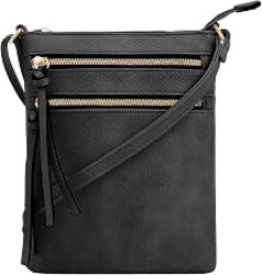 DELUXITY Crossbody Purse Bag Shoulder Bag Multi Pocket Zipper Purse