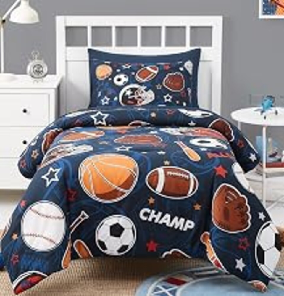 Twin Comforter Set for Boys - 5 Pieces Sports Bedding Twin Bedding Sets | Glow in the Dark Kids Comforter Set, Boys Bedding with Comforter, Sheets, Pillowcases & Shams