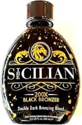 The Sicilian 200X Black Bronzer Tanning Bed Lotion - Dark Indoor Tanning Lotion Accelerator with DHA Bronzer - Instant Streak-Free Bronze Tan, No Orange - Moisturizing for Men & Women, 13.5 oz