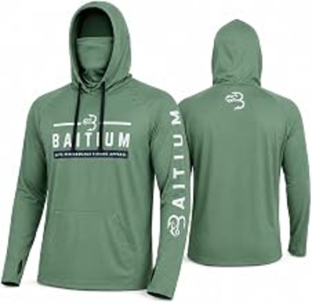 Fishing Shirts for Men,UPF50 Hooded Long Sleeve with Gaiter, Sun Protection Dry Fit Apparel, Face Mask, Fishing Clothes