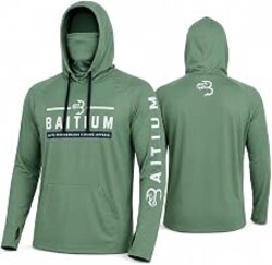 Fishing Shirts for Men,UPF50 Hooded Long Sleeve with Gaiter, Sun Protection Dry Fit Apparel, Face Mask, Fishing Clothes