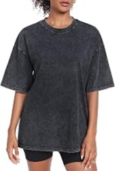 SnowElve Womens Washed Vintage Oversized T-Shirt Baggy Workout Tops Short Sleeve Cotton Tshirts Streetwear Boyfriend Tee