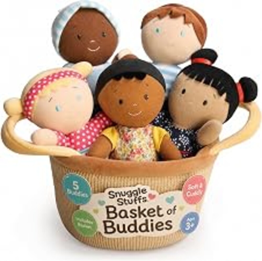 Snuggle Stuffs Basket of Buddies Multicultural Plush Dolls | Diversity & Inclusion Toys for Toddlers | Soft 8 Inch Ethnic Friends for Preschool Classroom, Daycare or Home | Set of 5