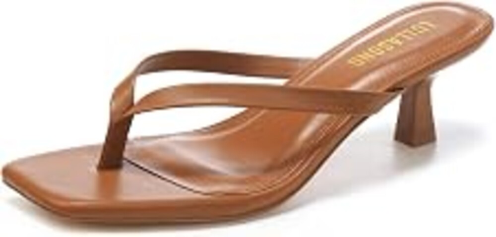 LULLASONG Women's Kitten Heels Sandals Square Open Toe Flip Flop Heels 1.8-2 Inch Heeled Sandals for Women