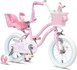 Glerc Petal Girls Bike 12-18 Inch for Ages 2-9, Kids Bike with Training Wheels, Basket & Streamers, Princess Style Kids Bicycle, for Girls