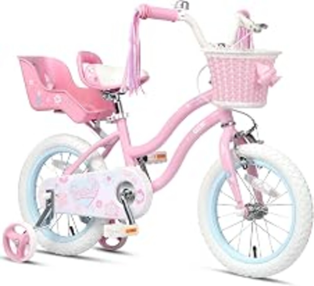 Glerc Petal Girls Bike 12-18 Inch for Ages 2-9, Kids Bike with Training Wheels, Basket & Streamers, Princess Style Kids Bicycle, for Girls