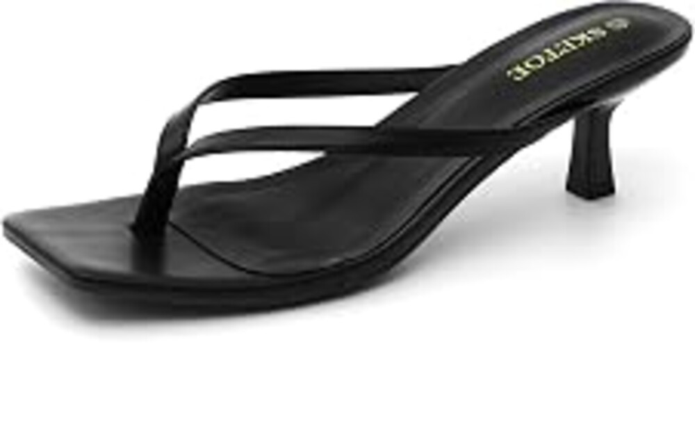 SKETOE Kitten Heels for Women Square Toe Sandals Flip Flop Heels Thong Sandals Comfortable Summer 2 Inch Heels Sandals