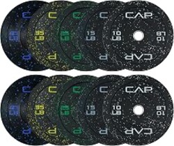CAP 2-inch Olympic Bumper Plate Weight Set | 100-370 lbs | Multiple Colors | Storage Rack Optional
