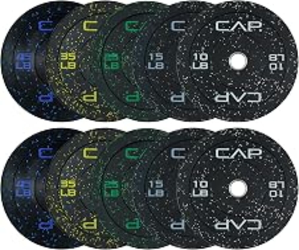 CAP 2-inch Olympic Bumper Plate Weight Set | 100-370 lbs | Multiple Colors | Storage Rack Optional