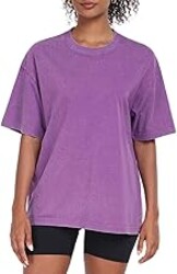 SnowElve Womens Washed Vintage Oversized T-Shirt Baggy Workout Tops Short Sleeve Cotton Tshirts Streetwear Boyfriend Tee