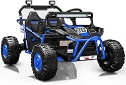 First Ride On 36V Kids Ride On UTV, 2-Seater 400W Electric Car for Kids 6+, 5-8 MPH Speed, 14" EVA Wheels, Metal Frame, Bluetooth Music, Rear Metal Suspension Off-Road Vehicle (Cobalt Blue)
