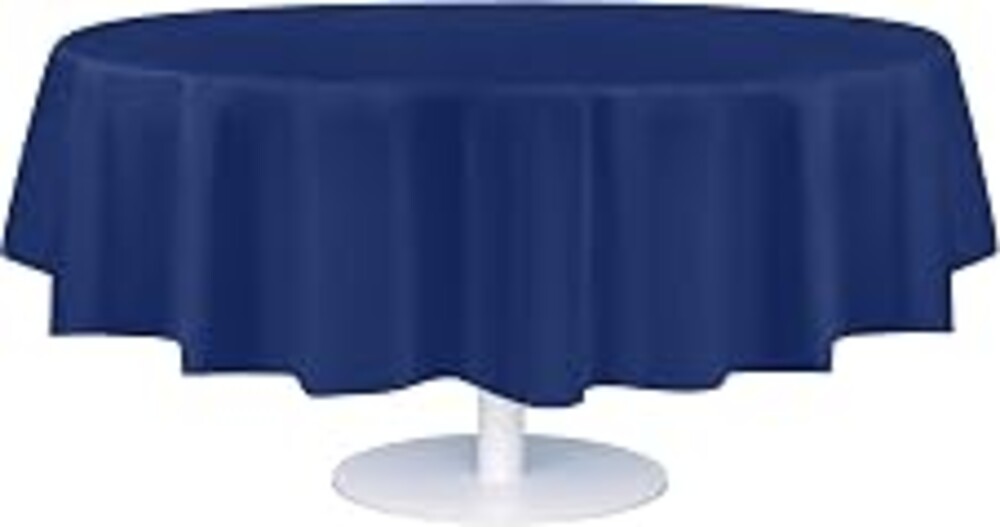 Grandipity Plastic Table Cloth Disposable 12 Pack 84" Round Navy | Plastic table covers, durable disposable tablecloths, fade and tear-resistent table cover for party, event
