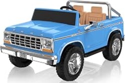 ANPABO Licensed Ford F-150 24V 2 Seater Ride on Car for Kids, Blue | Retro all-terrain 24v ride on toys for ages 3-8 w/parent remote, 4x100w motors, 3 speeds, large storage trunk & music player