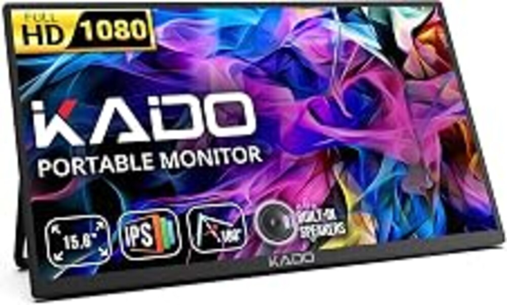 Kado 15.6-Inch 75Hz Portable Monitor, FHD 1080p USB-C mini-HDMI IPS Display | 45W Reverse Charging Gaming Monitor Built-in Speakers, Second Display Kickstand for Laptop PC Phone Mac Xbox PS4/PS5 Switch