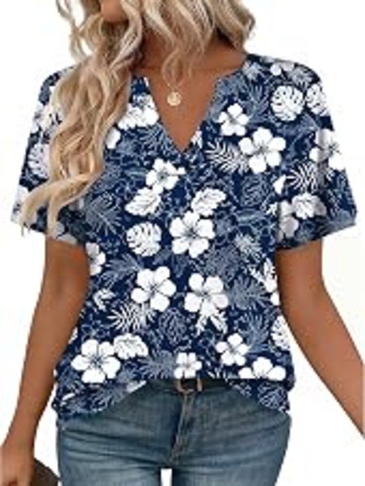 Zeagoo Womens Tops Short Sleeve V Neck Tee Shirts Cute Dressy Casual | Basic Clothing, Business Work Blouse, Loose Fit Tunic Fashion