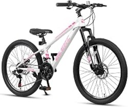Glerc 20 24 26 Inch Kids Bike, Kids Mountain Bike for Boys and Girls Ages 6+, 21-Speed Skyline Bicycle with Front Suspension and Disc Brakes, Multiple Colors