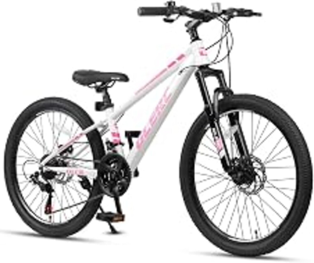 Glerc 20 24 26 Inch Kids Bike, Kids Mountain Bike for Boys and Girls Ages 6+, 21-Speed Skyline Bicycle with Front Suspension and Disc Brakes, Multiple Colors