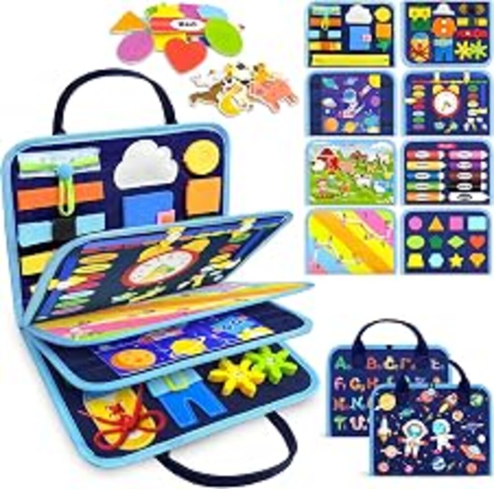 Gojmzo Busy Board Montessori Toys for Toddler Boy Girl Gifts Busy Book | Sensory Toys, Airplane Car Travel Toy, Learning Educational Toys, Activity Book, Toddler Activities, Fine Motor Skills