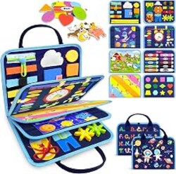 Gojmzo Busy Board Montessori Toys for Toddler Boy Girl Gifts Busy Book | Sensory Toys, Airplane Car Travel Toy, Learning Educational Toys, Activity Book, Toddler Activities, Fine Motor Skills