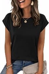 Zeagoo Womens Tops Summer Casual Cap Sleeve Tshirts Shirts Business Blouses | Dressy Spring Fashion Outfits, Trendy Clothes, Cute Crewneck Work Out Tee, Gym Clothing