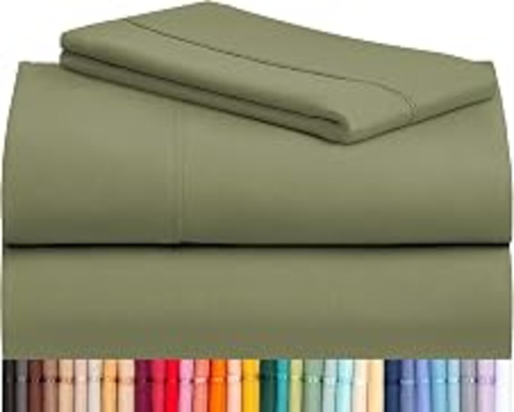 Twin Size Sheets Set, Cooling & Soft Deep Pocket Bed Sheets, 3PC | LuxClub Silky Fitted Sheet & Pillowcase Sets, Breathable Hotel Luxury Bedding for Mattress Wrinkle Free, Olive