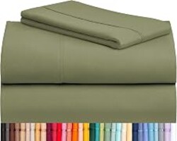 Twin Size Sheets Set, Cooling & Soft Deep Pocket Bed Sheets, 3PC | LuxClub Silky Fitted Sheet & Pillowcase Sets, Breathable Hotel Luxury Bedding for Mattress Wrinkle Free, Olive