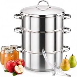 Cook N Home Stainless Steel Steam Juice Extractor, 11-Qt Steam Juicer Pot | Steam with Juice Pan, Strainer Steamer Pan, Lid & Hose Clamp - Multi Pot Set for Jelly, Jam, Syrup Induction Compatible