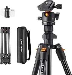 K&F Concept 64 inch/163cm Lightweight Aluminum Travel Camera Tripod | Compact and Portable, 360° Ball Head, Load Capacity 17.6lbs, DSLR Photography and Smartphone Live Streaming Vlog O234A1+BH-36