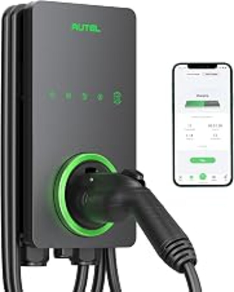 Autel Level 2 EV Charger up to 50Amp, 240V, Indoor/Outdoor Car Charging Station with J1772 Connector, Wi-Fi and Bluetooth Enabled EVSE, 25-Foot Cable, Hardwired, Dark Gray