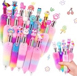 CZWZ 18Pcs Multicolor Pens in One 6-in-1 Cute Pens Bulk for Kids, Ballpoint Pen for Birthdays and Children's Parties, Fun Gifts Assorted Ink Kawaii Pen(Style 1)