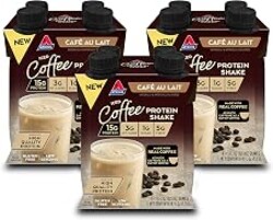 Atkins Café au Lait Iced Coffee Flavored High Protein Shake, Low Sugar and Low Carb, Keto Friendly, Ready to Drink Protein Drink, Gluten Free, 12 Count