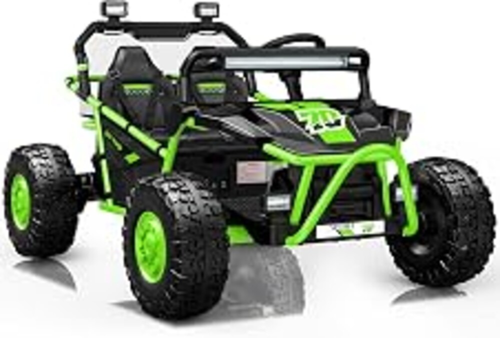 First Ride On 36V Kids Ride On UTV, 2-Seater 400W Electric Car for Kids 6+, 5-8 MPH Speed, 14" EVA Wheels, Metal Frame, Bluetooth Music, Rear Metal Suspension Off-Road Vehicle (Green)