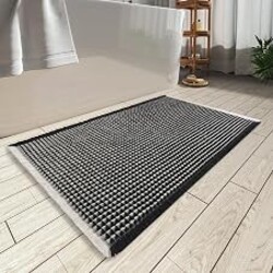 Upgraded Waffle Bath Mat Ultra Absorbent Non Slip Bathroom Mat, 20" x 32" | Black & Cream, Quick Dry Washable Bathroom Rugs, Soft Decorative Bath Rugs for Bathroom Floor, Beside Tub Shower