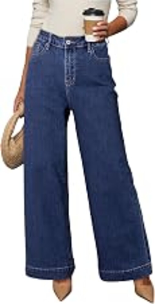 Dokotoo Women's Casual High Waisted Jeans Stretch Wide Leg Loose Denim Pant | Baggy Jeans Women, Stretchy Straight Leg Pants, High Waisted Jeans for Women, Loose Fit, Casual Wear