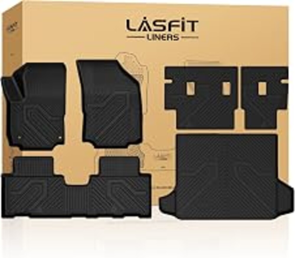LASFIT Floor Mats & Cargo Liner for Chevy Equinox/GMC Terrain 2018-2024 | Not for Equinox EV, All Weather TPE, Custom Fit Full Set, Easy to Wash, Durable Black Floor Liners with Backrest Mat
