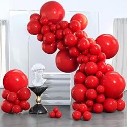 PartyWoo Red Balloons 140pcs Different Sizes of 18 12 10 5 Inch | Balloons for Birthday Graduation Bachelorette Citizenship Anniversary Cherry Casino Theme Party Decorations Red-Y57
