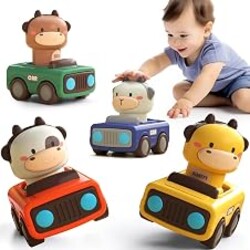 iPlay, iLearn Baby Press to Go Car Toys for Toddlers 1-3, 1 Yr Old Boy Gift | Infant Play Vehicle Set, Push Go Friction Car, Montessori Toy for 6-9-12-18 Months, 1st Birthday Gifts for 1-2 Years Old Girl