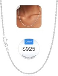 Jewlpire 2mm Rope Chain 925 Sterling Silver Chain Necklace for Women, 14K Gold Plated Chains for Women Sturdy Women's Chains Necklace, 16 18 20 22 24 26 Inch