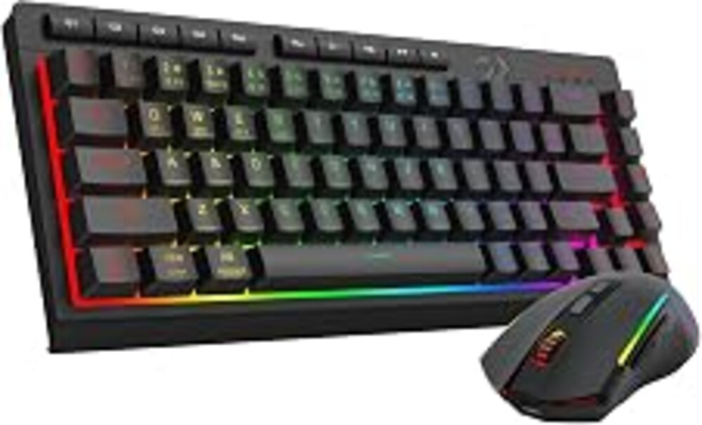 Redragon Wireless Gaming Keyboard and Mouse Combo, 60% Portable, Black | Bluetooth/2.4G/USB-C Wired, RGB Backlit, Quiet Rechargeable Macro Membrane Keyboard & 12800 DPI Mouse for Win/MAC