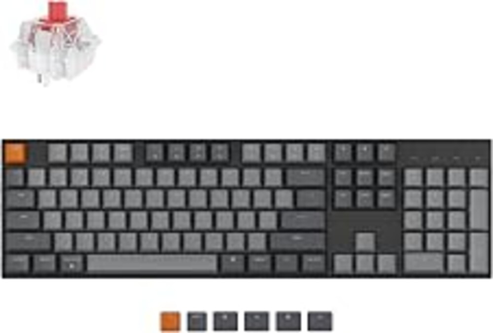 Keychron K10 Full Size 104 Keys Bluetooth Wireless Mechanical Gaming Keyboard for Mac Windows with Keychron Super Red Switch, Multitasking/White LED Backlight/USB C Wired Computer Keyboard