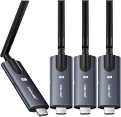 Lemorele Wireless HDMI Transmitter and Receiver, Deep Gray Aluminum Alloy | 5GHz up to 656ft, 1080P 60Hz, Plug and Play, TuTuPlay App Monitor, for Security, Streaming, Home Theater, PC & TV, 1TX+3RX