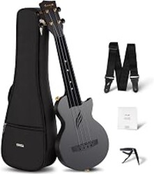 Enya NOVA U MINI 21-Inch Carbon Fiber Soprano Travel Ukulele, Black | Waterproof Body, Resists Humidity and Temperature Changes, 0.9 lb, Low-Action Setup, Beginner Kit: Case, Strap, Capo, Strings