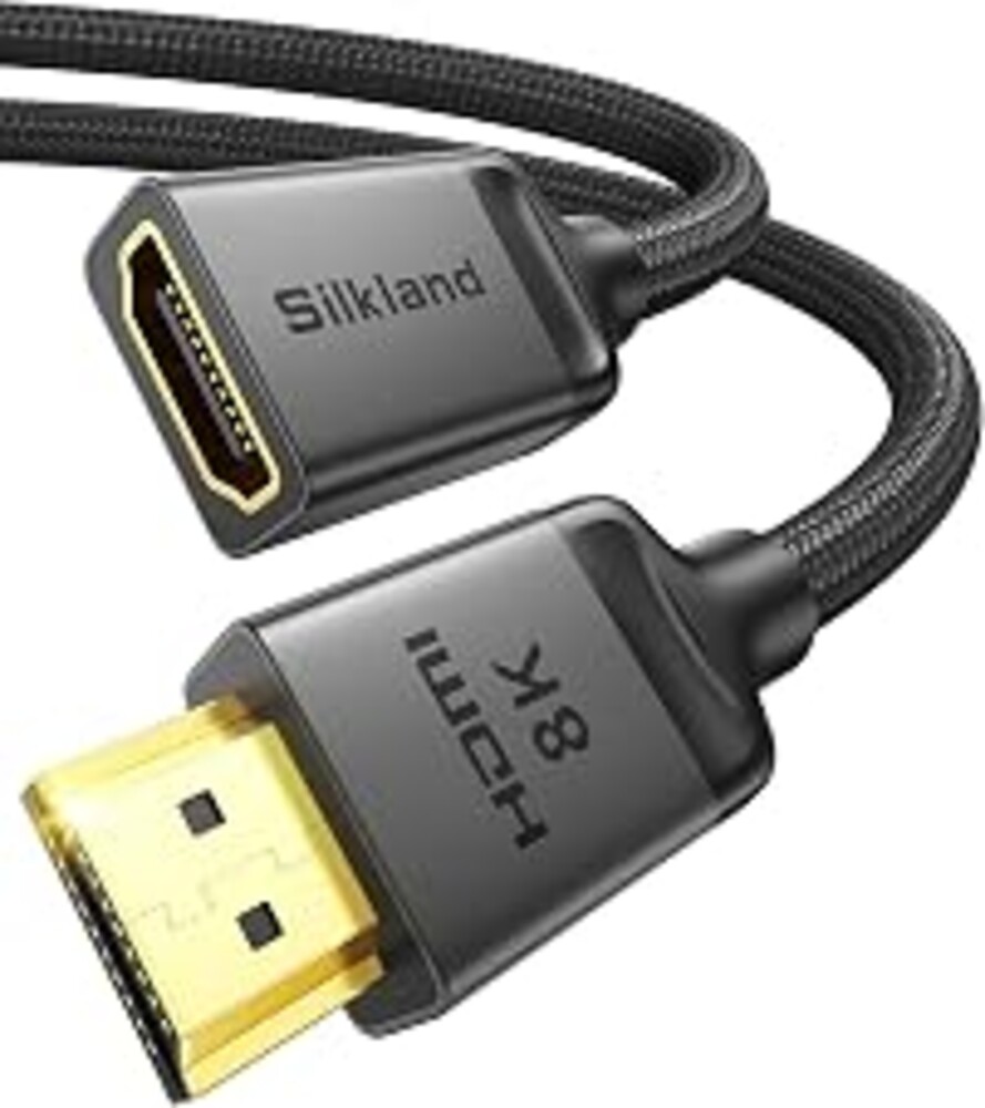 Silkland 8K HDMI Extension Cable 3.3FT HDMI Extender 2.1, 8K@60Hz 4K@120Hz | HDMI Male to Female Adapter, Support 48Gbps, 3D, HDR, eARC, Compatible with Fire Stick Roku TV Blu-Ray PC Laptop PS5/4 Xbox