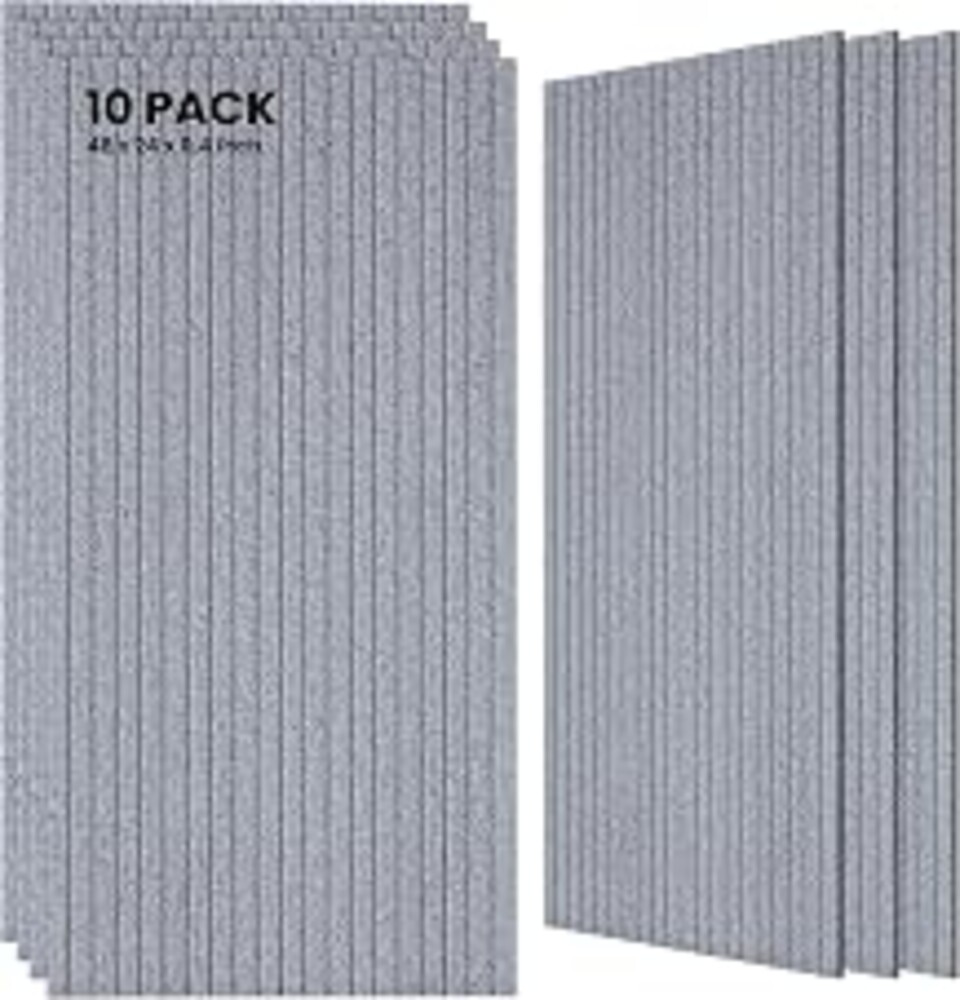 TO-TH Acoustic Wall Panels Large Noise Deadening Panel 10 Pack, Silver Gray | 100% Polyester Fiber, 0.95 NRC, 47.2"x23.6"x0.35", Reduce Echo and Noise, Sound Absorbing Panels for Studio, Theater, Home