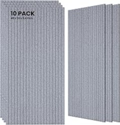 TO-TH Acoustic Wall Panels Large Noise Deadening Panel 10 Pack, Silver Gray | 100% Polyester Fiber, 0.95 NRC, 47.2"x23.6"x0.35", Reduce Echo and Noise, Sound Absorbing Panels for Studio, Theater, Home