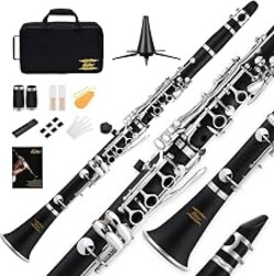 Eastar B Flat Ebonite Clarinet Beginner, Nickel, Hard Case Kit, ECL-300