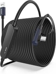 Syntech Link Cable 33FT with Signal Booster for Meta Quest 3/3S/2, Black | USB 3.0 High Speed with up to 5Gbps Data Transfer for PCVR and SteamVR Gaming, Reinforced L-Shaped USB-C Connector