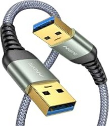 AINOPE USB to USB Cable, 6.6FT USB 3.0 A to A Male to Male Cable 5Gbps Double End Type A Cord for Data Transfer Compatible with Hard Drive, Laptop Cooling Pad, USB Hub, KVM, DVD