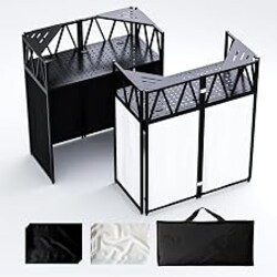RDCMKL DJ Table Stand Portable Booth, All-Metal Heavy-Duty Foldable DJ Stand, Iron Plate Surface DJ Facade Booth, with 8 Machine-Washable Scrims, Travel Bag